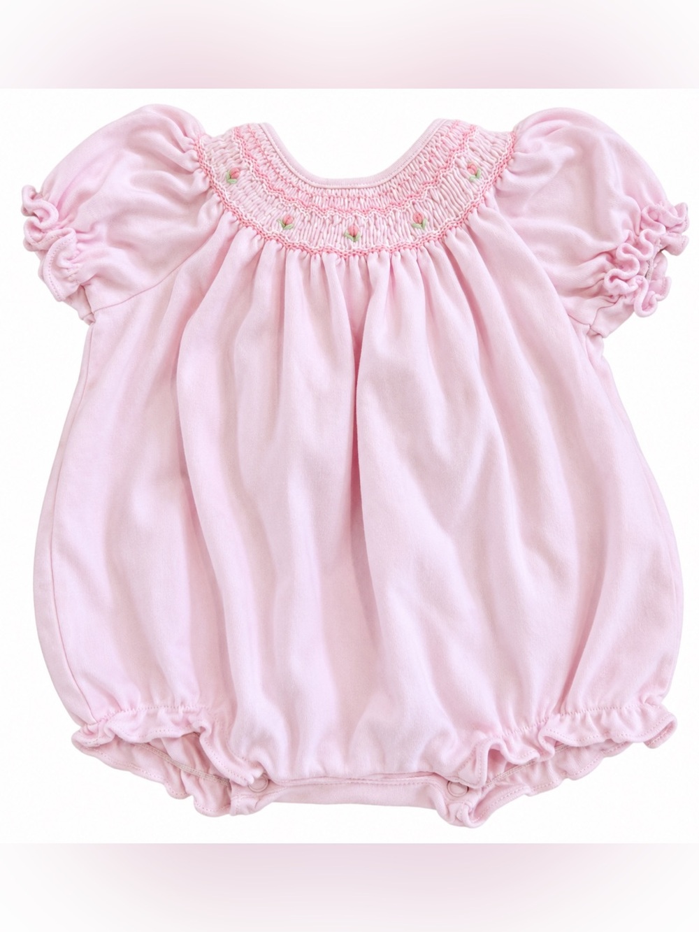 Petit Ami Baby Girl Pastel Pink Smocked Bubble Romper 9M